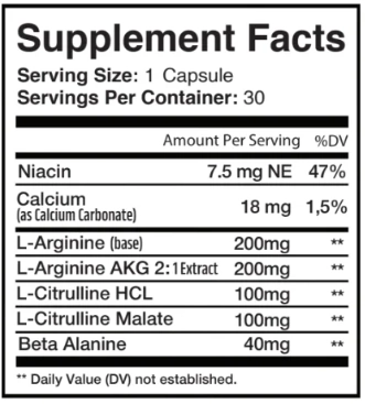 Memovance supplement facts